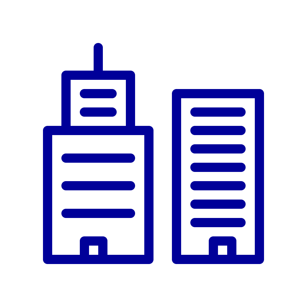 Line drawings of tall buildings