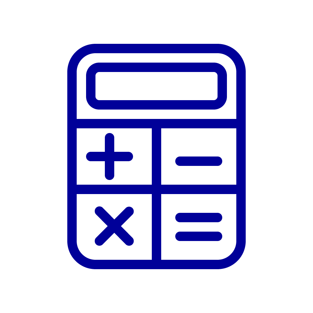 Line drawing icon of calculator